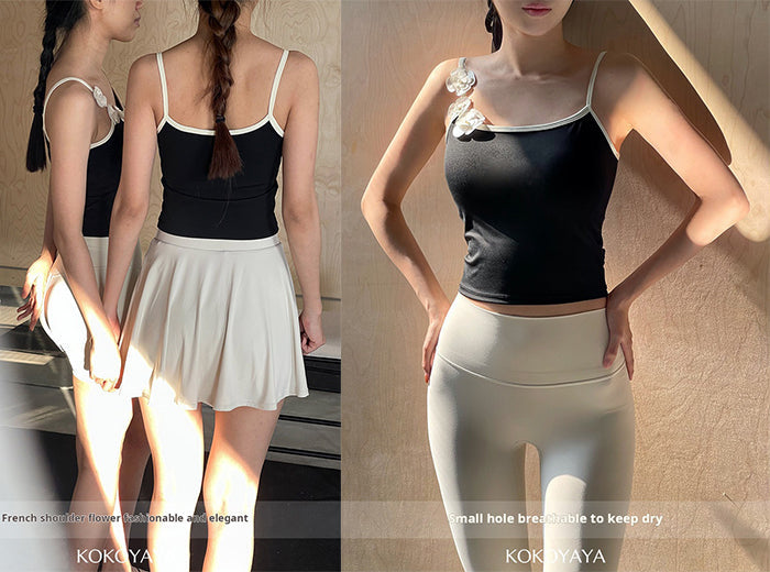 French-Inspired Elegance: A Black Activewear Top & White Leggings for Yoga, Dance & Everyday Movement