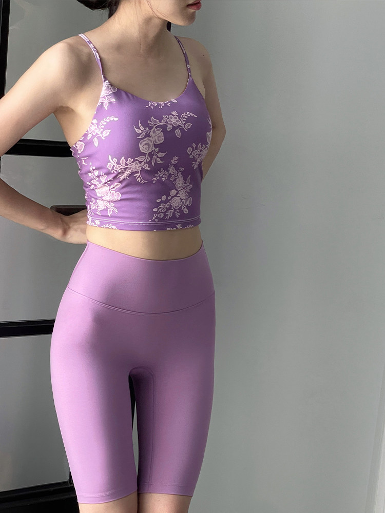 kokoyaya summer purple cross-back sports vest women's tight-fitting suspender top fitness yoga