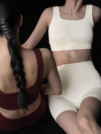 kokoyaya summer tight breathable fitness suit women's U-neck sports vest training suit