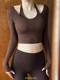 kokoyaya yoga suit, long-sleeved top, fitness suit, women's fake, two-piece tight-fitting Pilates dance training suit