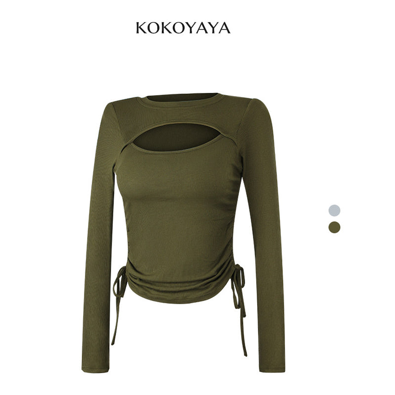 kokoyaya Front Cutout Long Sleeve Top Y085