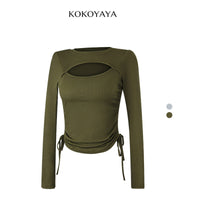 kokoyaya Front Cutout Long Sleeve Top Y085