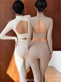 kokoyaya spring short long-sleeved fitness clothes, women's tight yoga top, running training fitness clothes