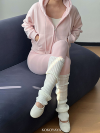 kokoyaya sports sweater pink short yoga suit plus velvet women's warm zipper fitness top hooded coat