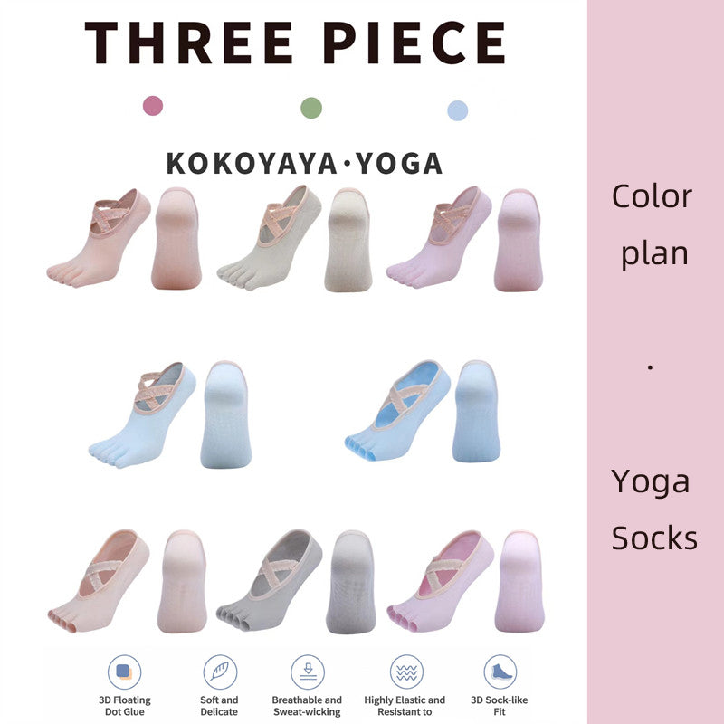 kokoyaya five-finger socks women's yoga pilates summer anti-slip fitness thin toe boat socks invisible shallow mouth W002