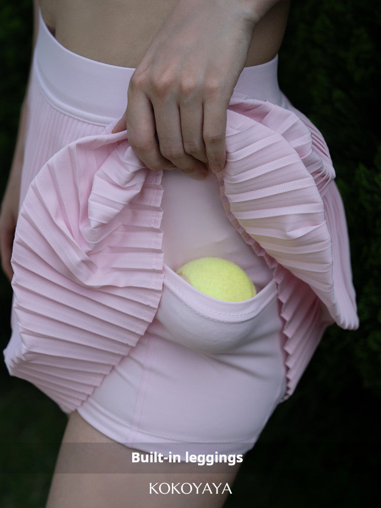 kokoyaya tennis short skirt, quick-drying badminton skirt, high-rise anti-exposure A-line marathon tennis skirt