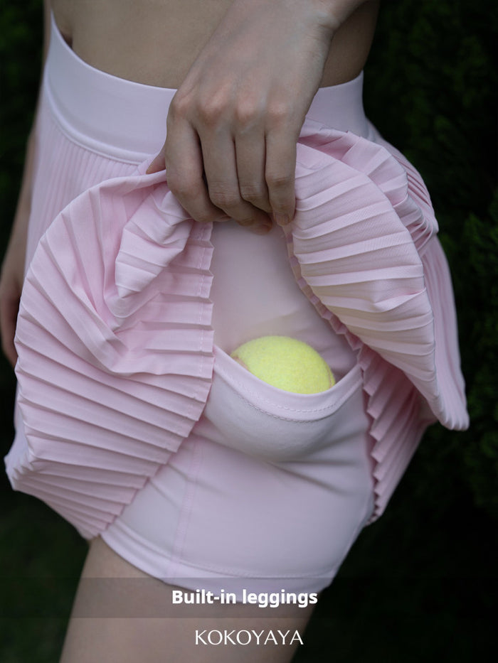 kokoyaya tennis short skirt, quick-drying badminton skirt, high-rise anti-exposure A-line marathon tennis skirt
