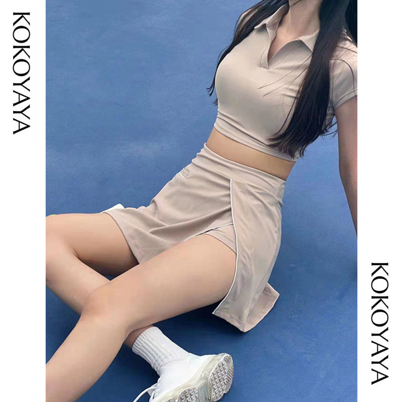 kokoyaya Solid Color  Sports Tennis Skirt T003