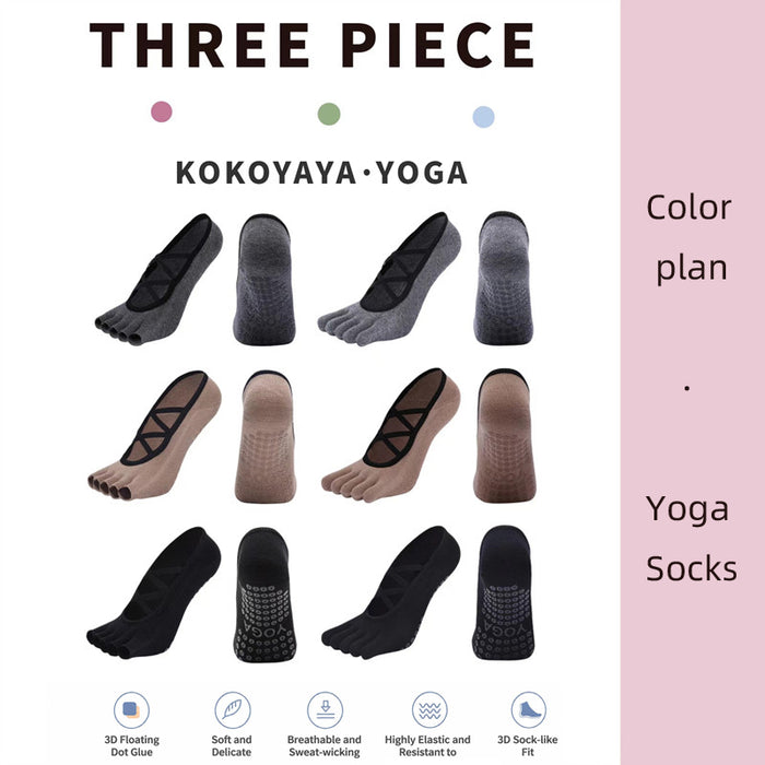 kokoyaya five-finger socks women's yoga pilates summer anti-slip fitness thin toe boat socks invisible shallow mouth W002