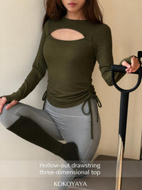 kokoyaya yoga suit, long-sleeved top, Pilates, beautiful and high-end sports suit with chest pads
