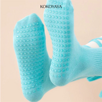 kokoyaya silicone anti-slip professional yoga socks with straps sports mid-tube socks indoor Pilates socks W006