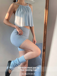 kokoyaya Yoga Camisole, Summer Pilates Fitness Back-Shaping Bra, Integrated Underwear Tank Top B095