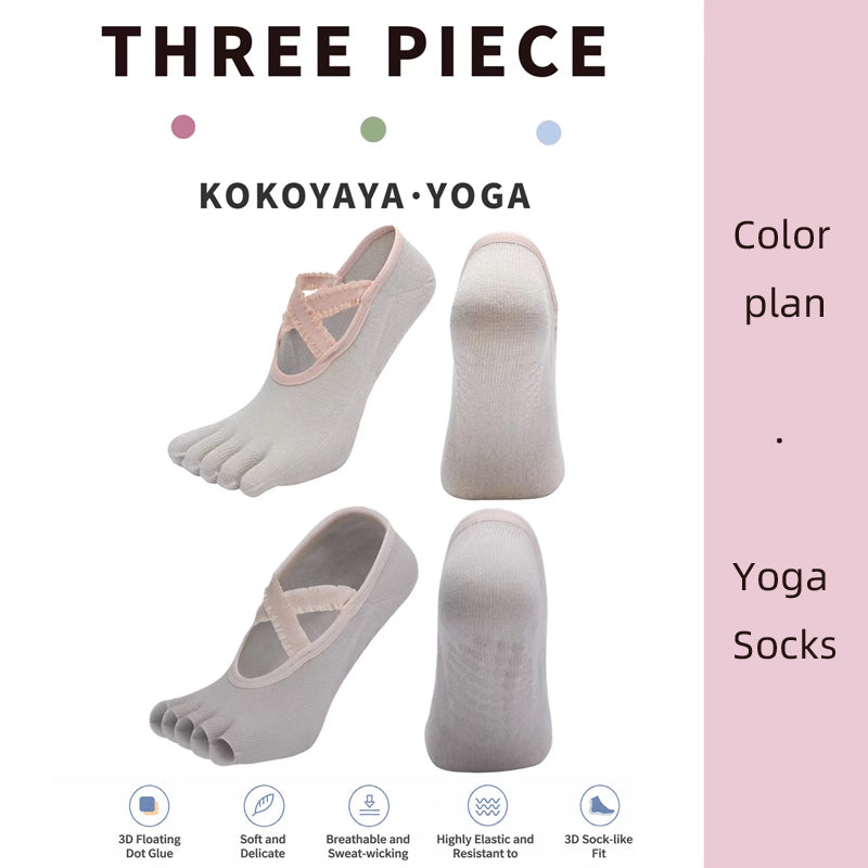 kokoyaya five-finger socks women's yoga pilates summer anti-slip fitness thin toe boat socks invisible shallow mouth W002