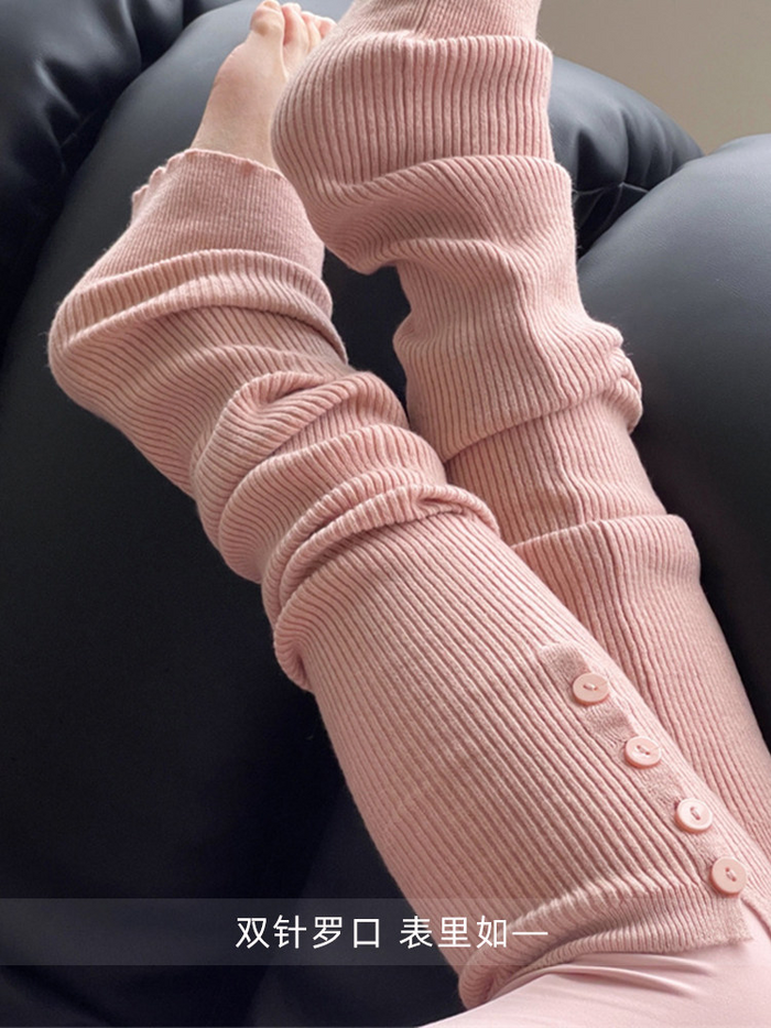 kokoyaya foot design double needle button stockings women knee socks pile socks yoga Pilates P008