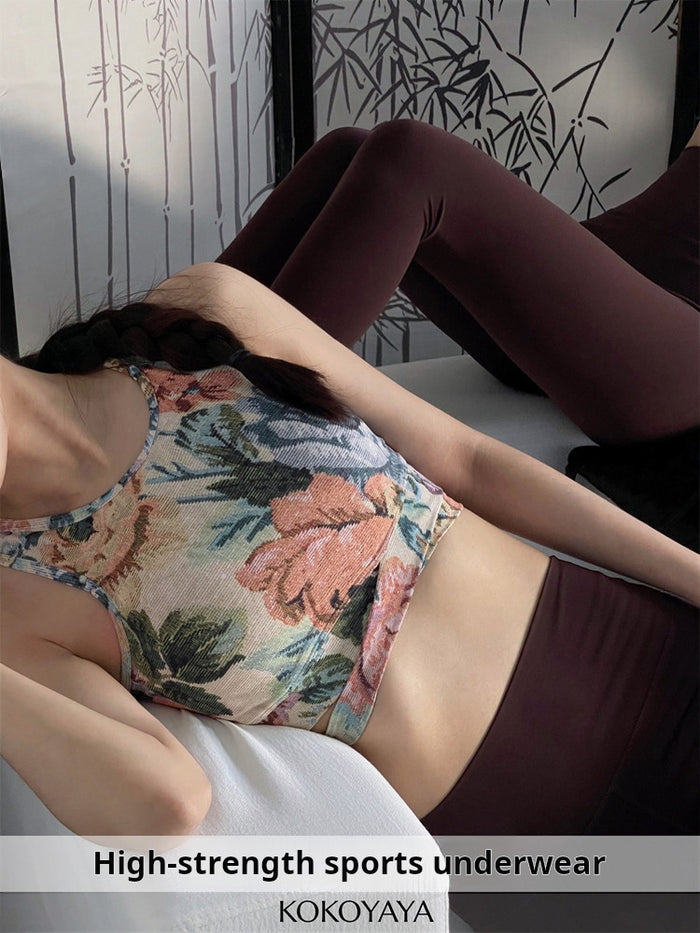 kokoyaya summer retro sports underwear women's beautiful back Pilates training clothes fitness top yoga vest