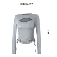kokoyaya Front Cutout Long Sleeve Top Y085