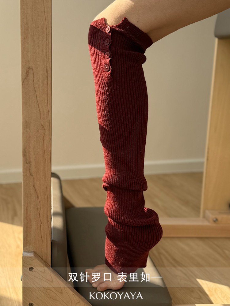 kokoyaya foot design double needle button stockings women knee socks pile socks yoga Pilates P008