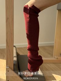 kokoyaya foot design double needle button stockings women knee socks pile socks yoga Pilates P008