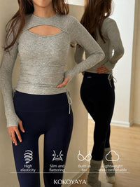 kokoyaya yoga suit, long-sleeved top, Pilates, beautiful and high-end sports suit with chest pads
