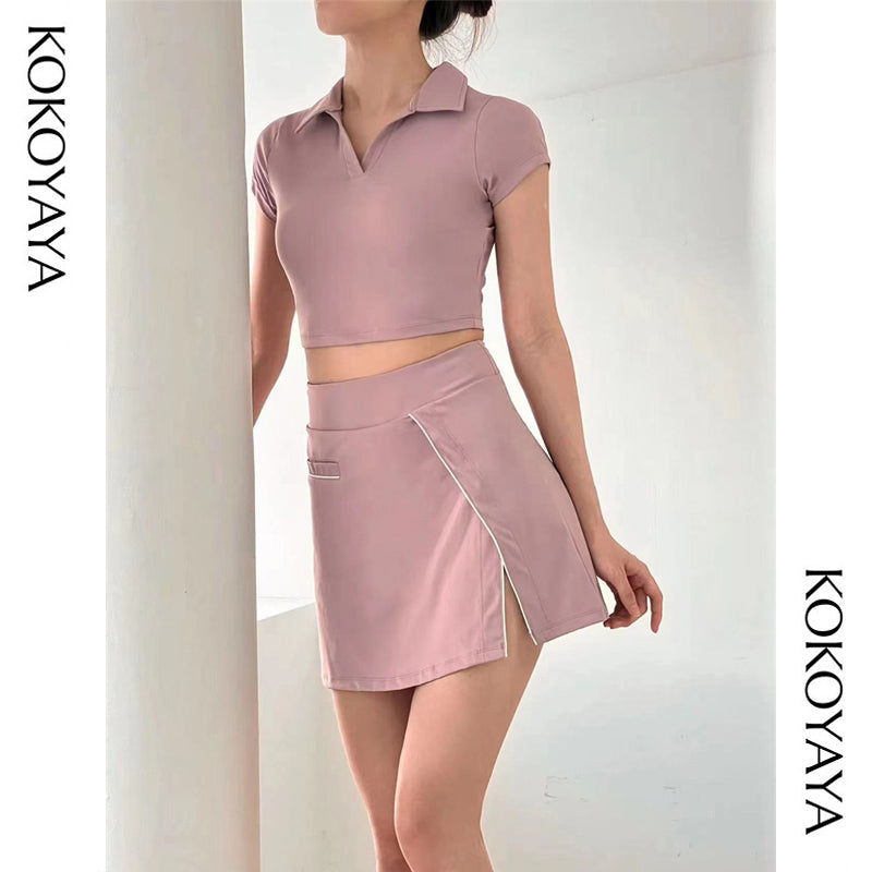 kokoyaya Solid Color  Sports Tennis Skirt T003