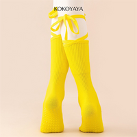 kokoyaya silicone anti-slip professional yoga socks with straps sports mid-tube socks indoor Pilates socks W006