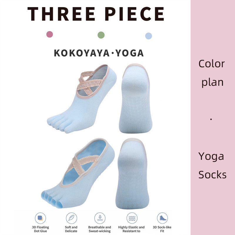 kokoyaya five-finger socks women's yoga pilates summer anti-slip fitness thin toe boat socks invisible shallow mouth W002