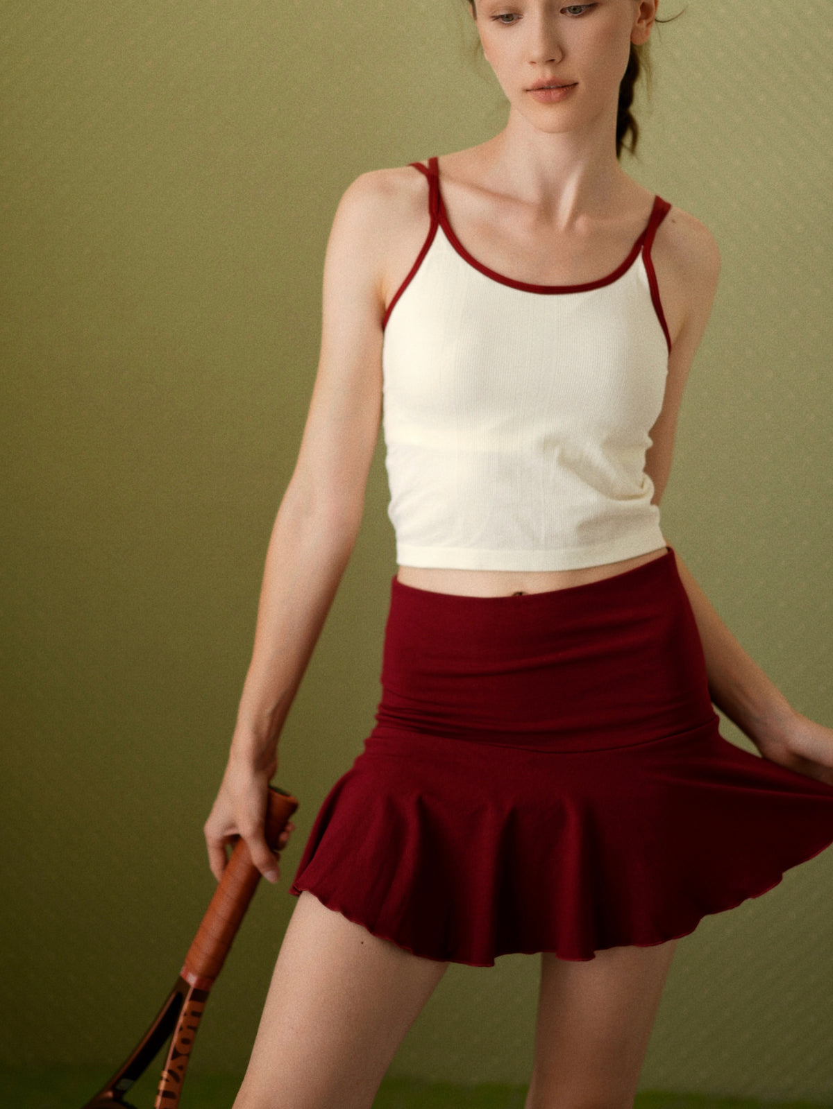 kokoyaya White Top Red Tennis Skirt Q017