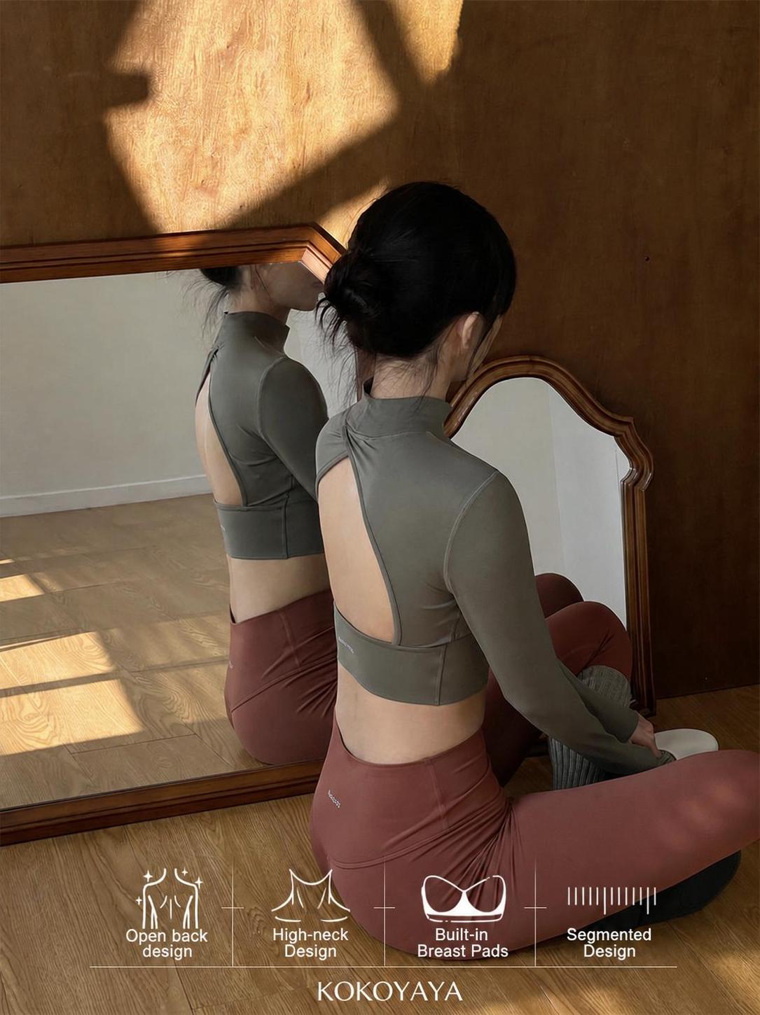 kokoyaya spring short long-sleeved fitness clothes, women's tight yoga top, running training fitness clothes