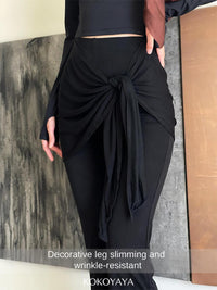 kokoyaya sports fitness pants, women's high-waist hip-lifting Pilates, black fake two-piece yoga pants, bell-bottom pants