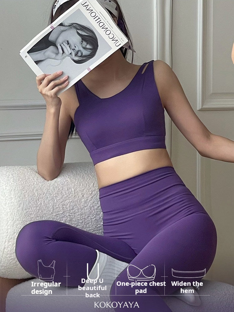 kokoyaya purple yoga pilates suit sports underwear tight fitness clothes
