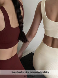 kokoyaya summer tight breathable fitness suit women's U-neck sports vest training suit