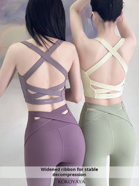 kokoyaya backless sleeveless padded sports vest, women  support yoga fitness underwear