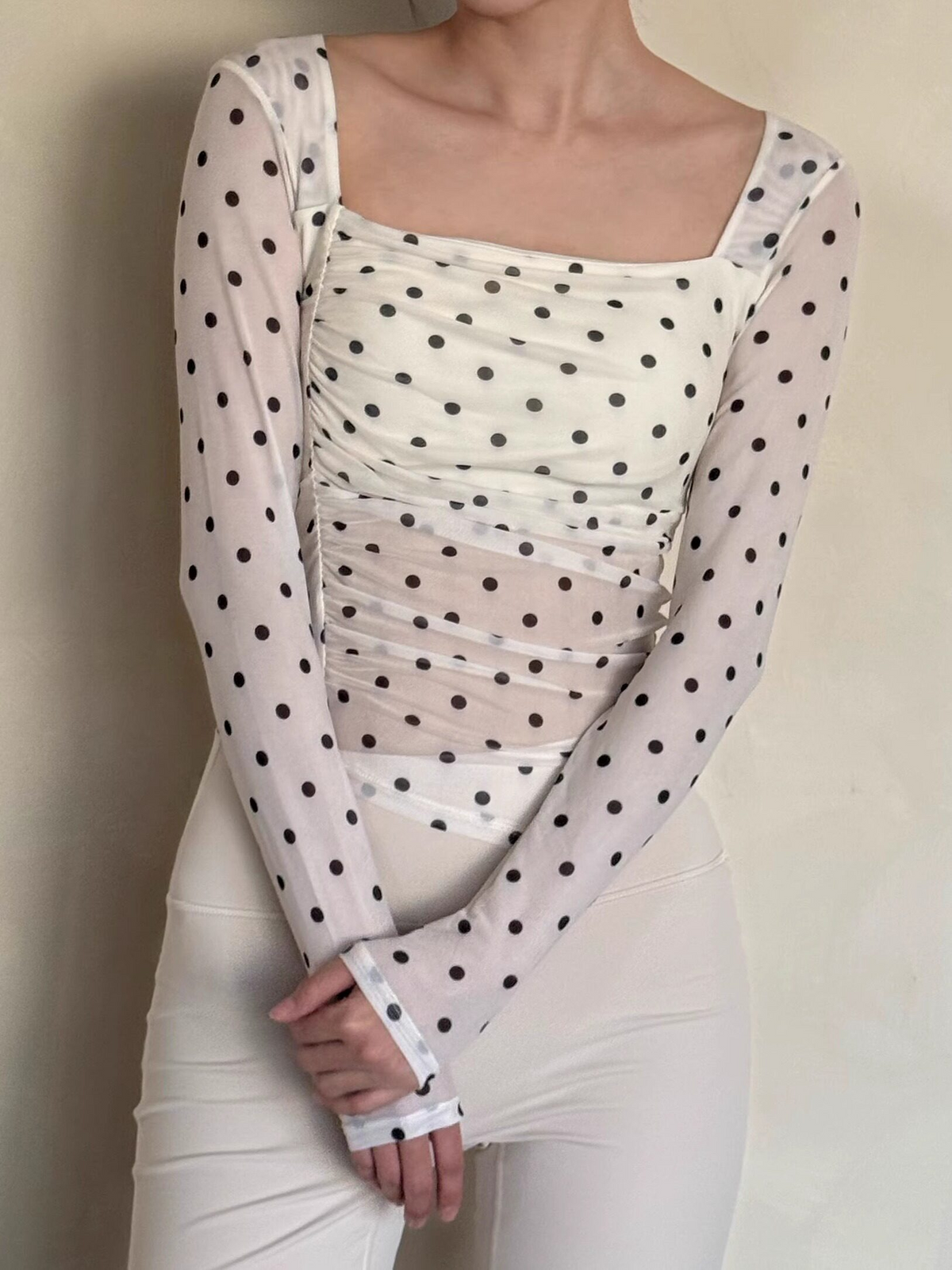 kokoyaya yoga top, female ballet dance, sports, wave dot T-shirt, fitness, long sleeves Y101