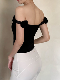 kokoyaya Floral Off-Shoulder Yoga  Top with Chest Pads, Women's Pilates Workout Top