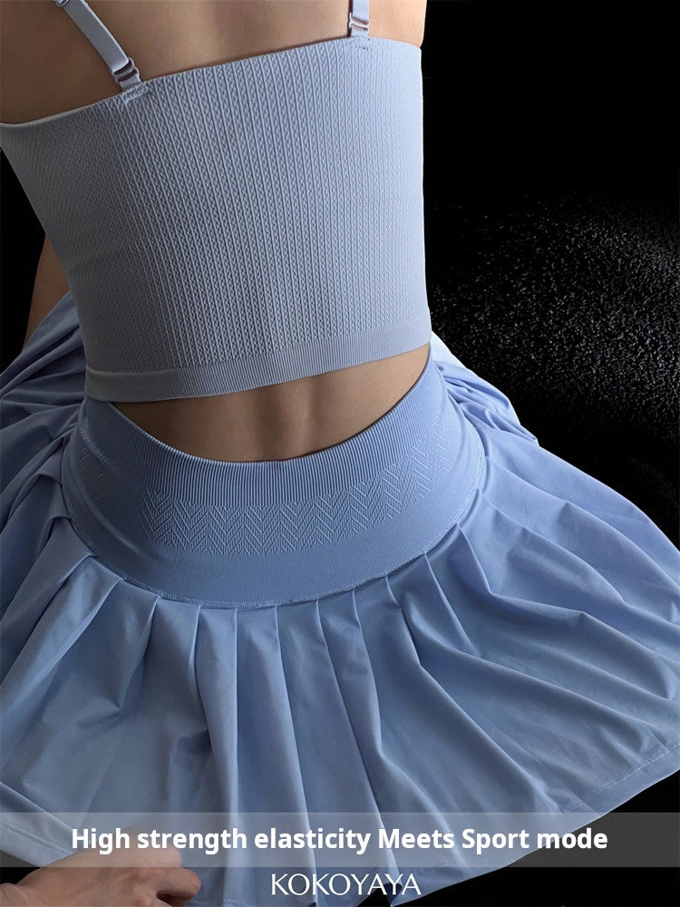 【special clearance price, no refund】kokoyaya sports skirt Lycra high-elastic women pleated fitness anti-exposure tennis skirt badminton skirt