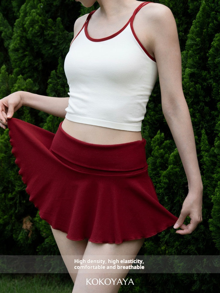 kokoyaya tennis sports suit suspender vest women with chest pad pleated running badminton short skirt tennis dress