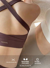 kokoyaya Sports Bra with Padded Cups, High Elastic Shockproof Camisole for Yoga & Fitness