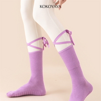 kokoyaya silicone anti-slip professional yoga socks with straps sports mid-tube socks indoor Pilates socks W006