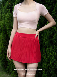 kokoyaya tennis short skirt, quick-drying badminton skirt, high-rise anti-exposure A-line marathon tennis skirt