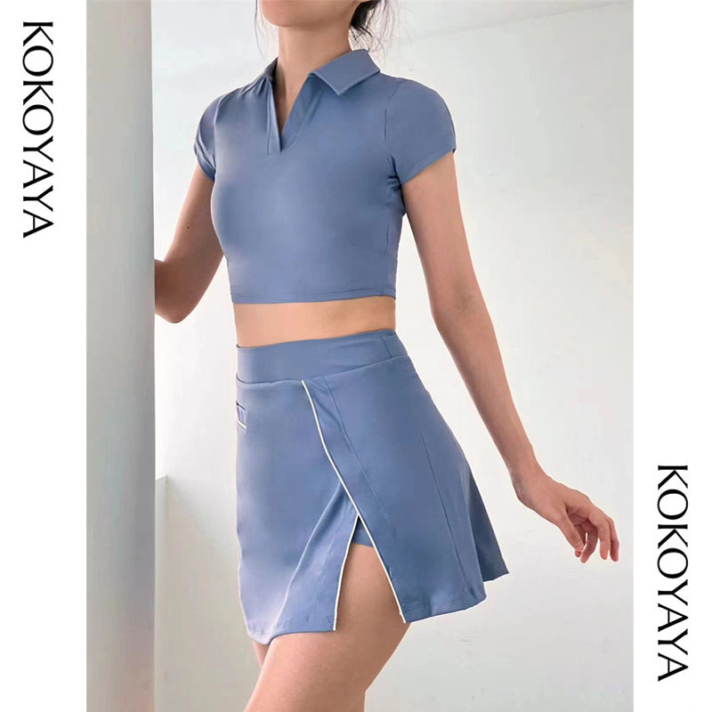 kokoyaya Solid Color  Sports Tennis Skirt T003