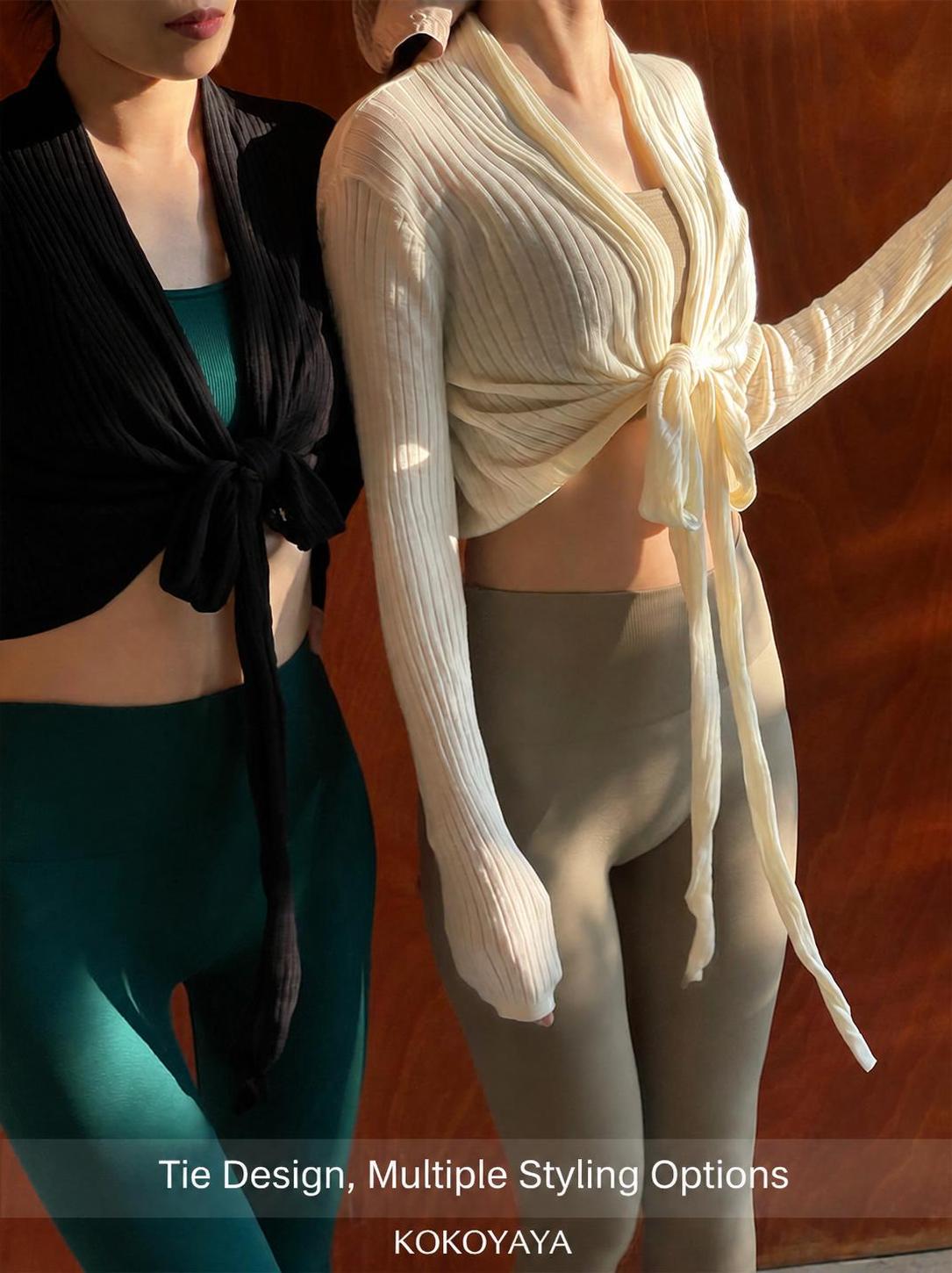 kokoyaya spring new sports T-shirt women's long-sleeved strap bow blouse women's casual yoga dress