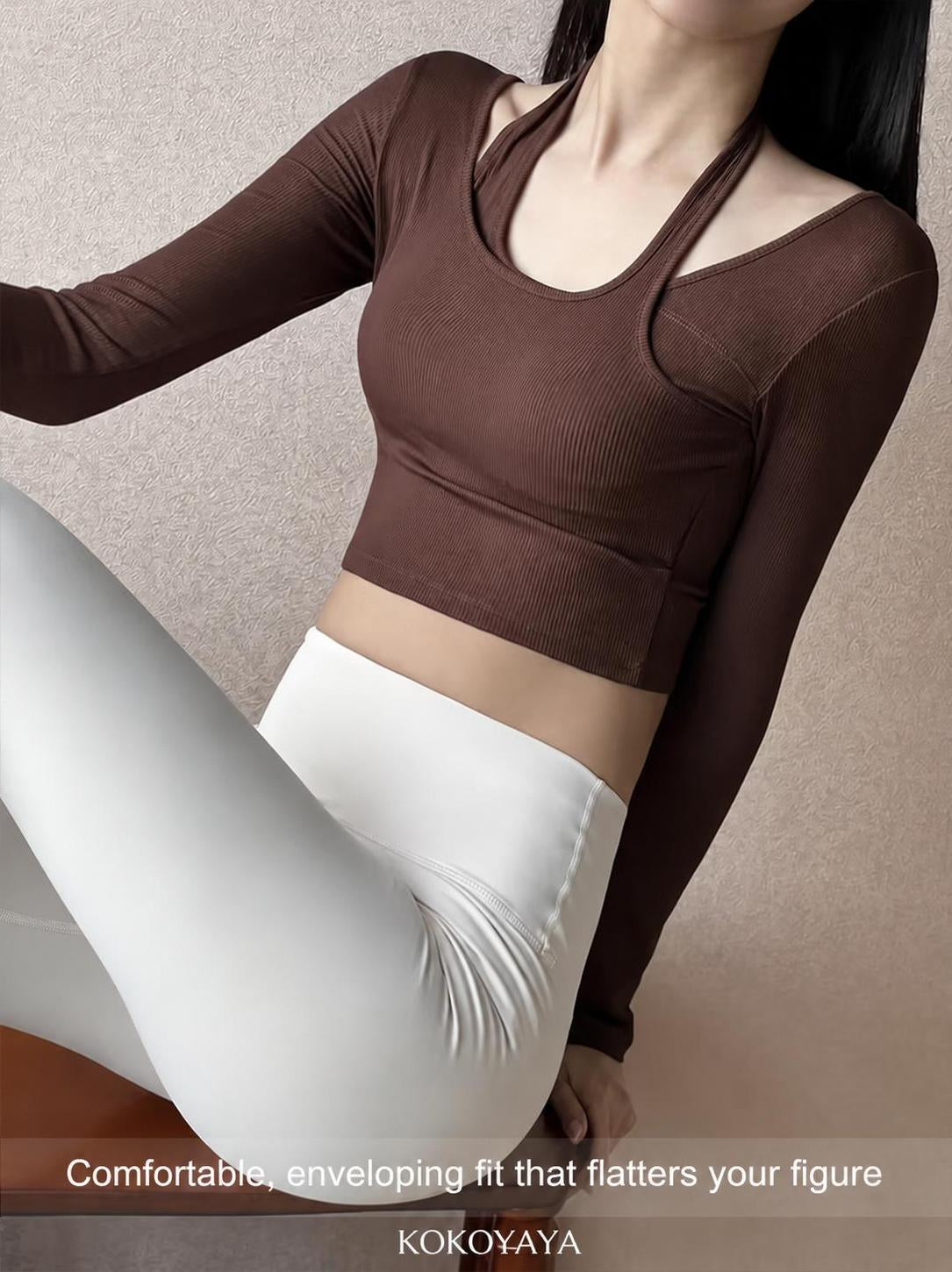 kokoyaya yoga suit, long-sleeved top, fitness suit, women's fake, two-piece tight-fitting Pilates dance training suit