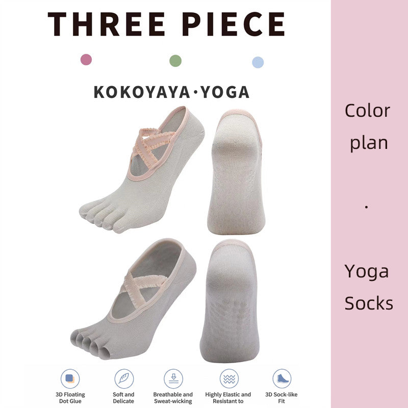 kokoyaya five-finger socks women's yoga pilates summer anti-slip fitness thin toe boat socks invisible shallow mouth W002