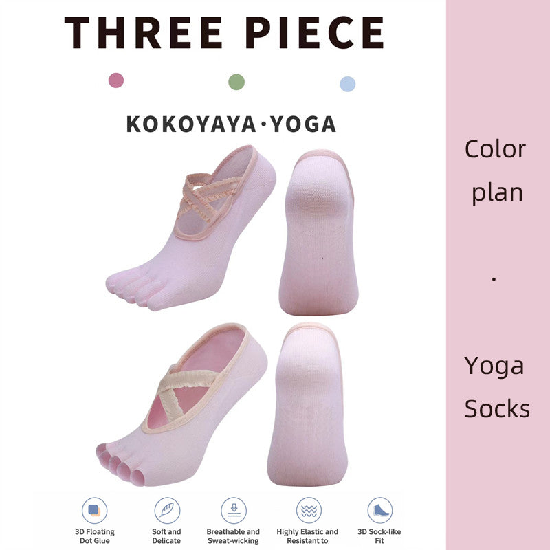 kokoyaya five-finger socks women's yoga pilates summer anti-slip fitness thin toe boat socks invisible shallow mouth W002