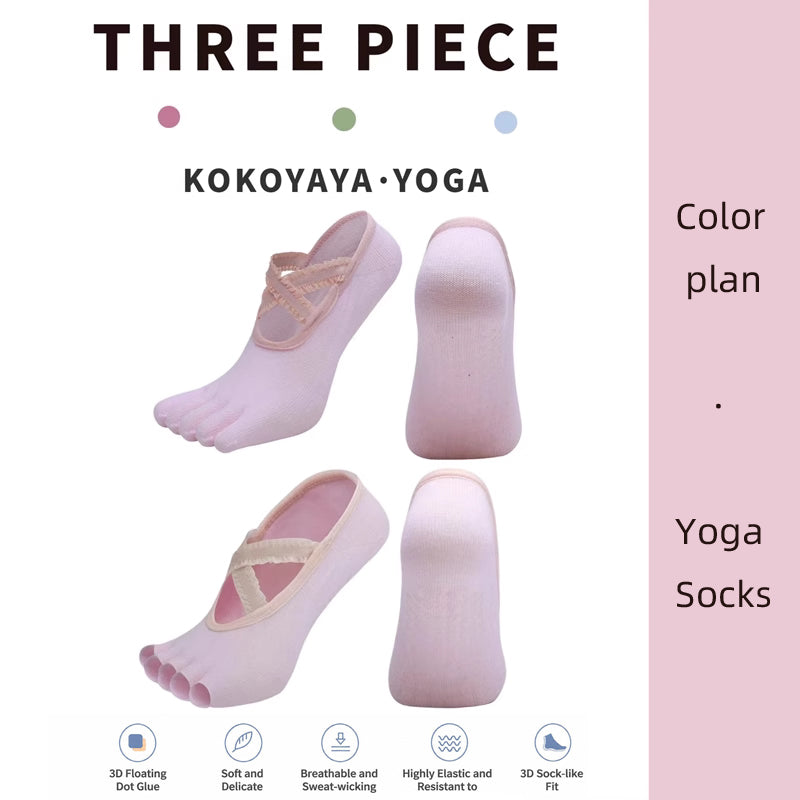 kokoyaya five-finger socks women's yoga pilates summer anti-slip fitness thin toe boat socks invisible shallow mouth W002