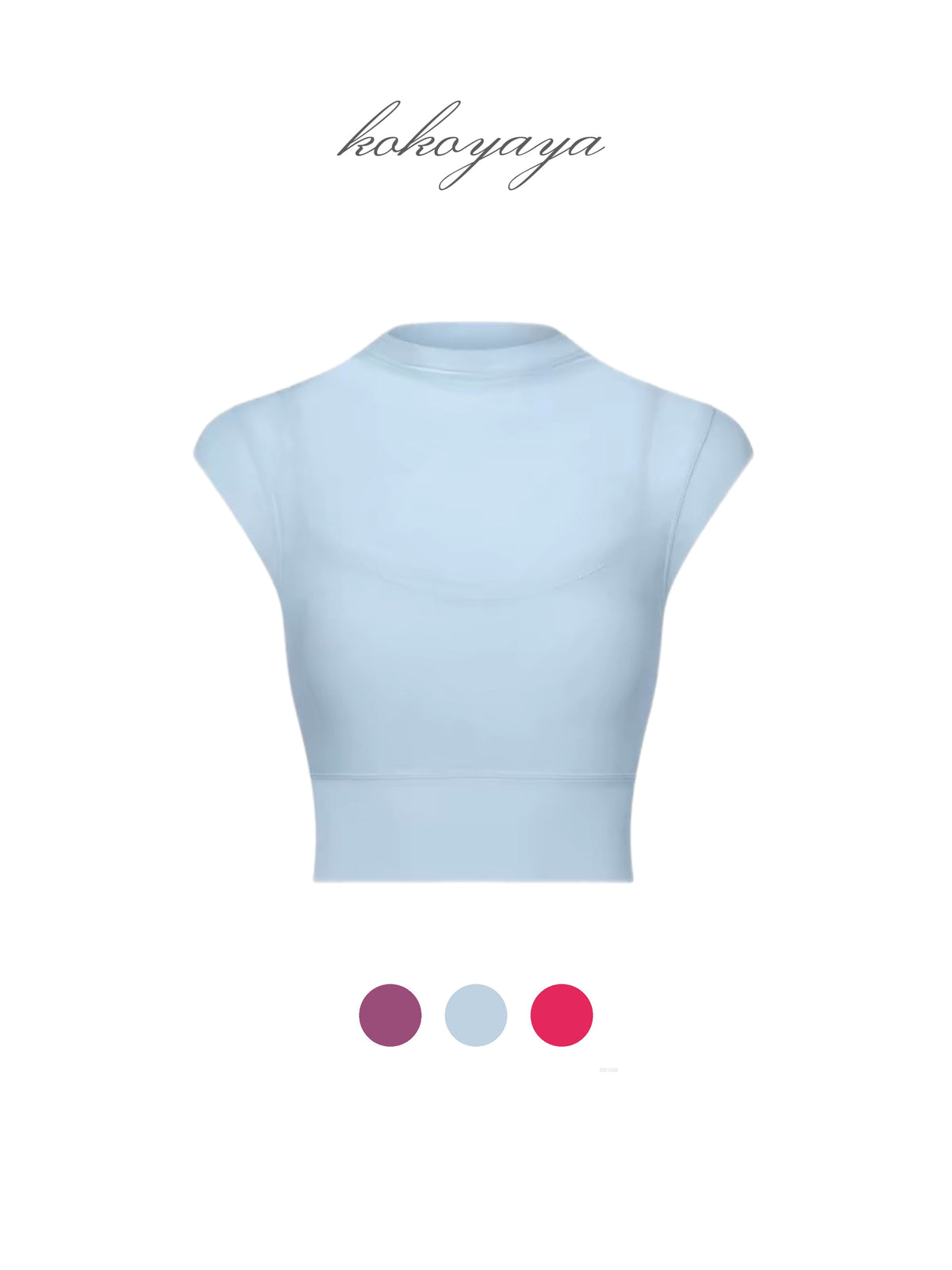 kokoyaya Sky Blue Sleeveless Mesh Crop Top B079