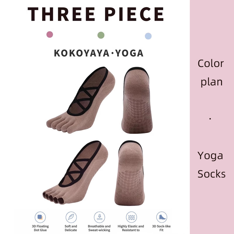 kokoyaya five-finger socks women's yoga pilates summer anti-slip fitness thin toe boat socks invisible shallow mouth W002