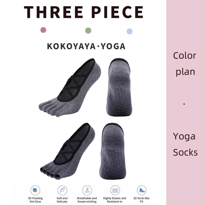 kokoyaya five-finger socks women's yoga pilates summer anti-slip fitness thin toe boat socks invisible shallow mouth W002