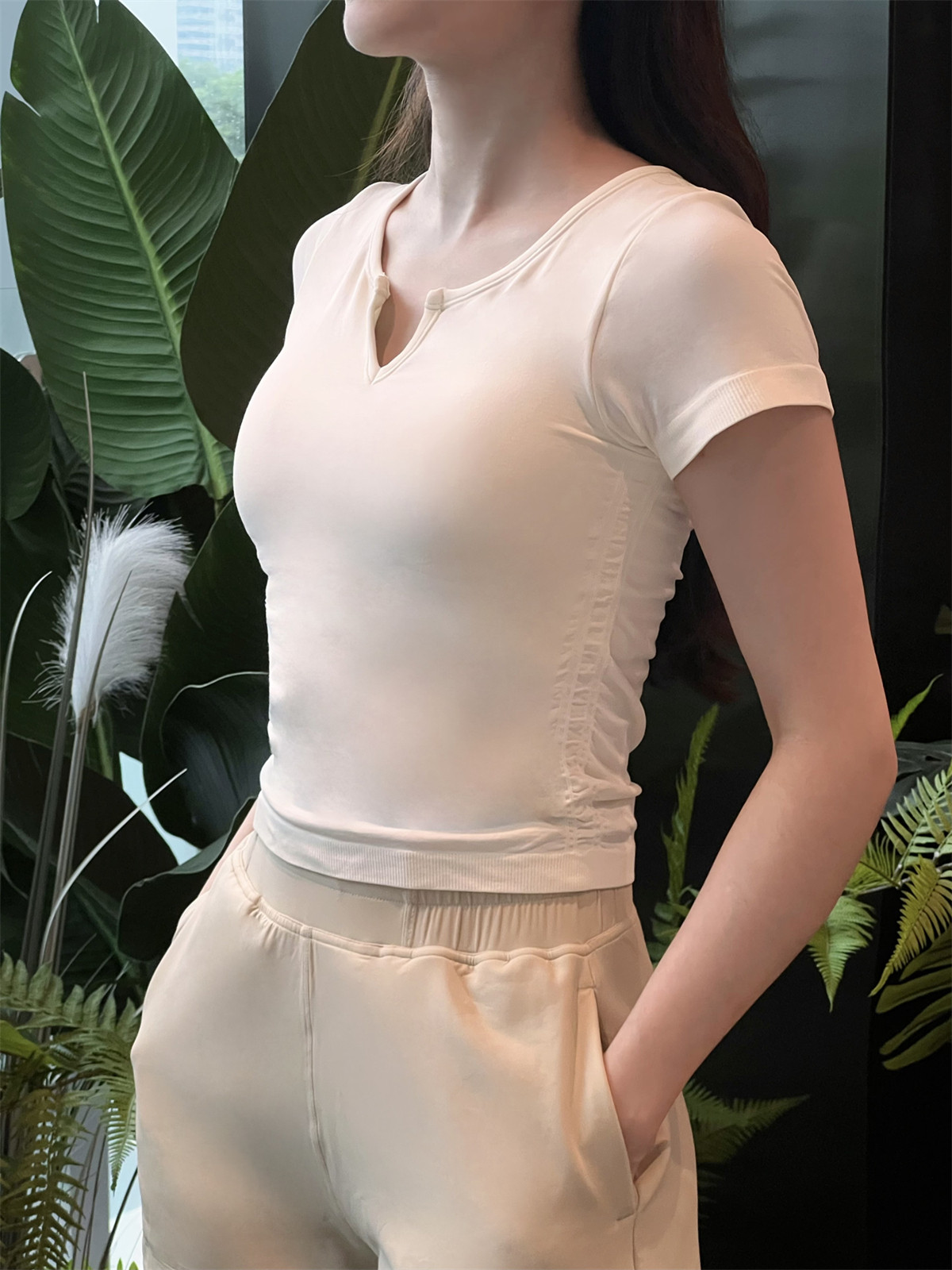 kokoyaya summer tight-fitting quick-drying sports top women's short-sleeved T-shirt with chest pad training fitness yoga dress