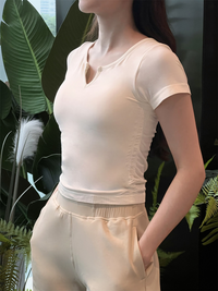 kokoyaya summer tight-fitting quick-drying sports top women's short-sleeved T-shirt with chest pad training fitness yoga dress